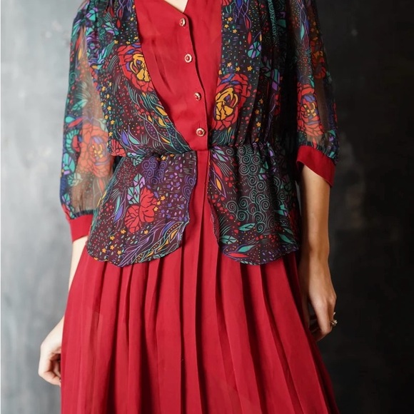 Fun 80s Pleated Midi Dress - Picture 6 of 6